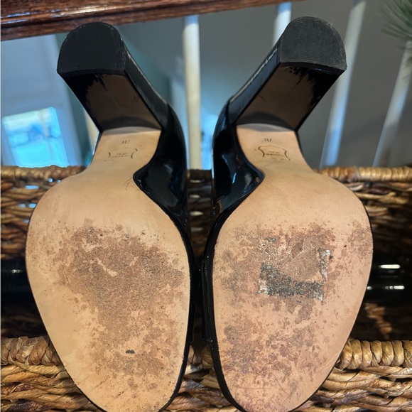 Size 7 Talbots Black Patent Leather Peep-Toe Heels - Picture 4 of 4